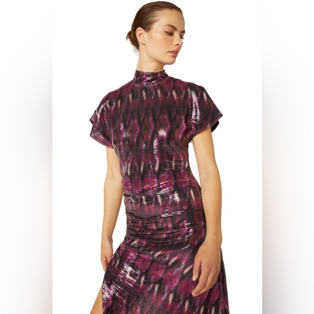 New! MISA Los Angles Divia Sequin Midi Dress in Pink & Purple 🩷 Small NWT! - Picture 6 of 16